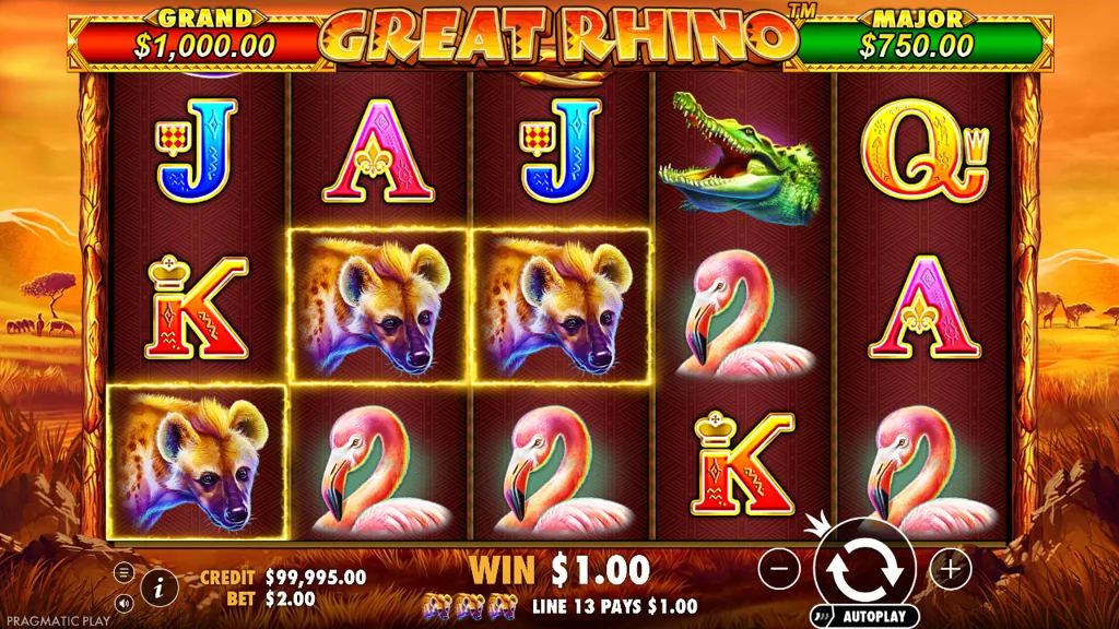 Great Rhino Gewinn mit 1,20 im Hauptspiel