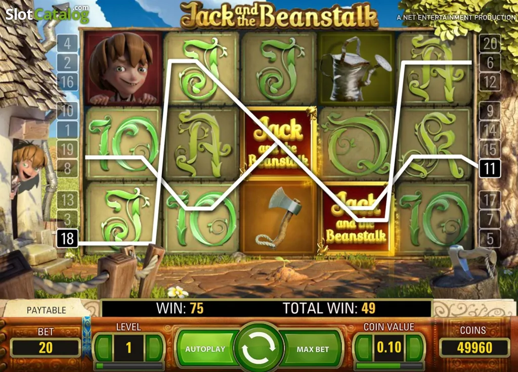 Jack and the Beanstalk Spielansicht – Walzenraster mit Symbolen