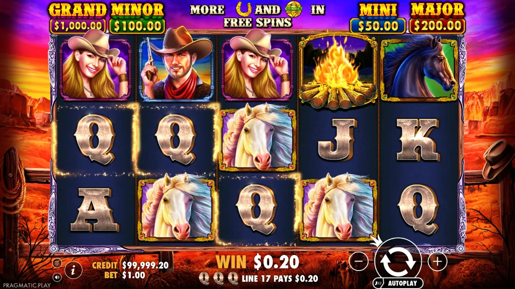 Mustang Gold Gewinn mit 0,20 und Jackpot-Anzeige