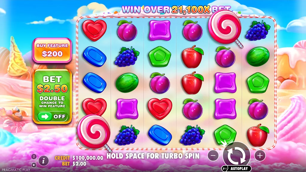 Sweet Bonanza Basisspiel mit Süßigkeiten-Raster