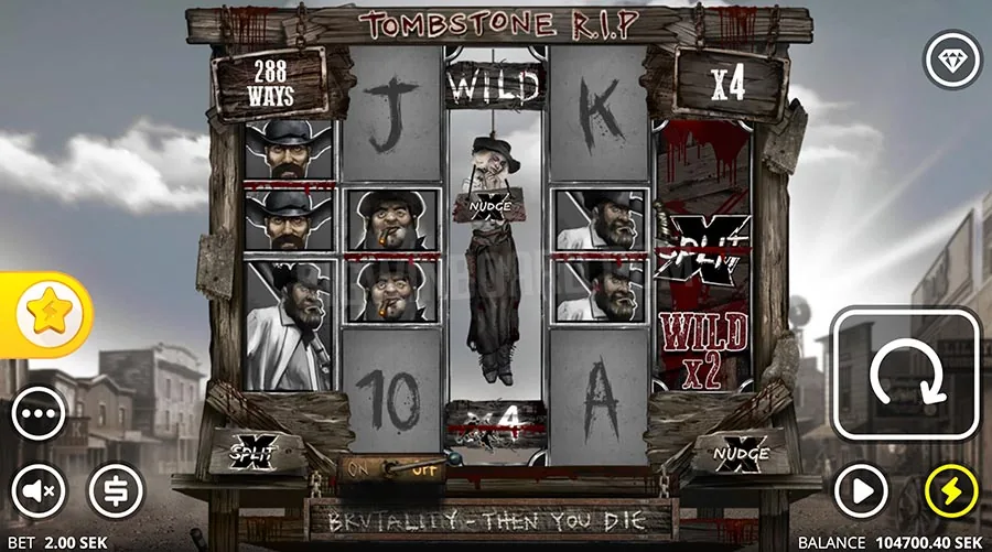 Tombstone R.I.P. Spielansicht – Walzenraster mit Symbolen